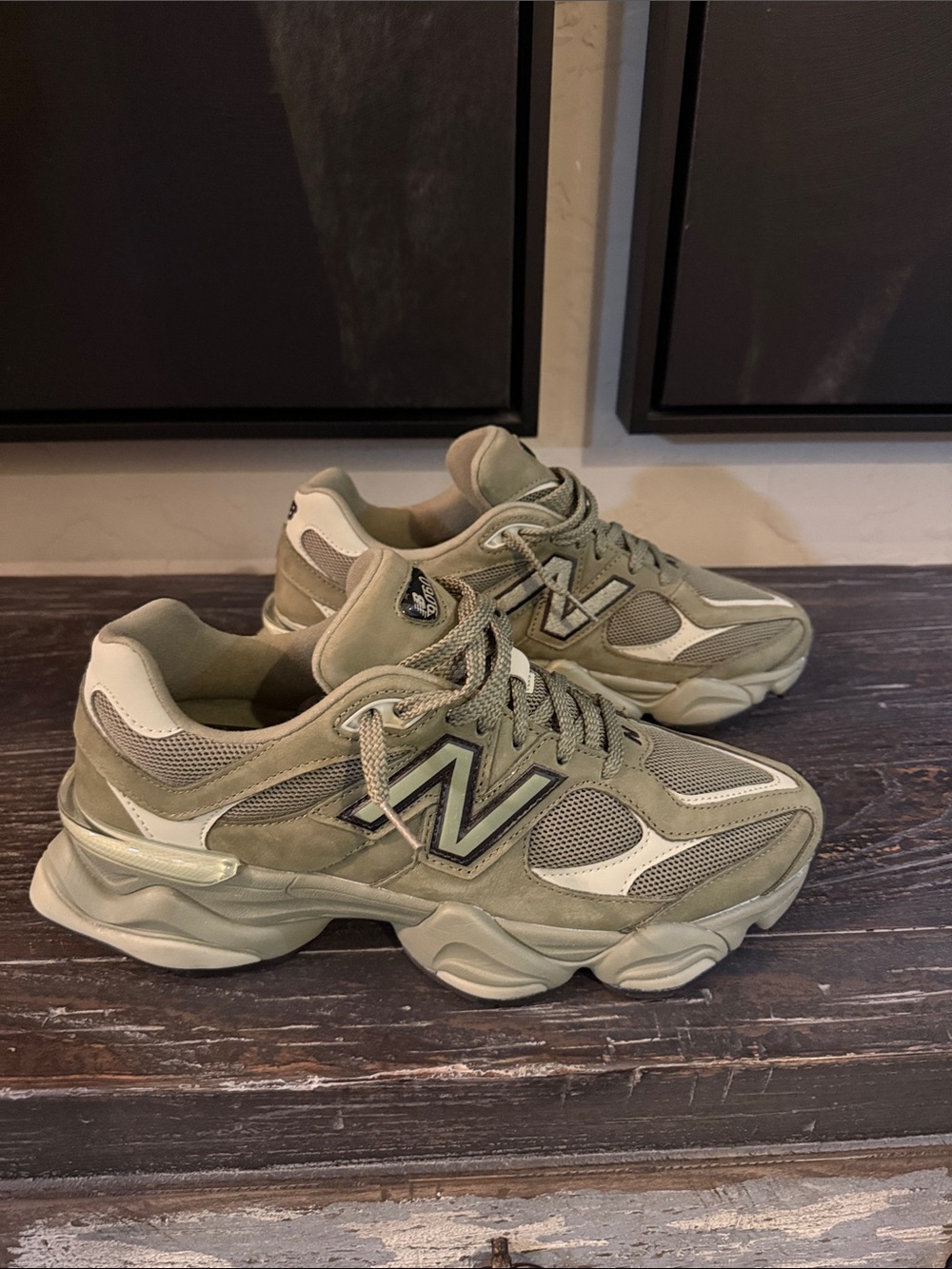 New Balance Women's Olive/Tan Athletic Sneakers - Picture 2 of 6